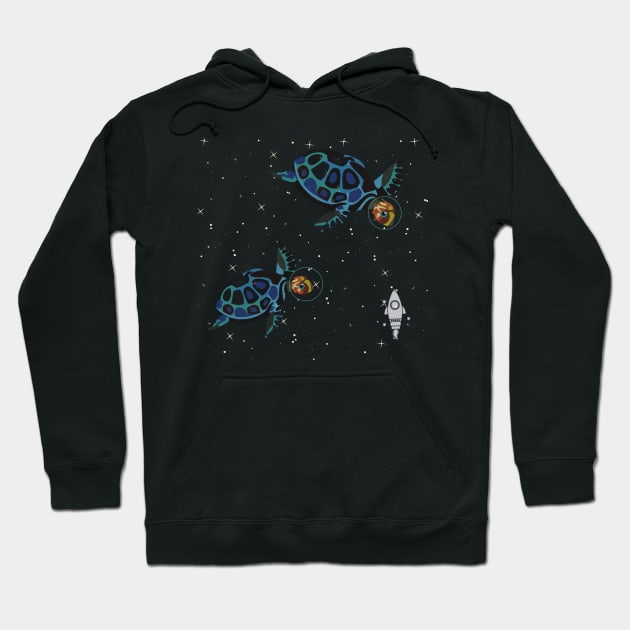 Space turtles Hoodie by Dots & Patterns